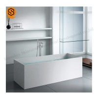 Discount price acrylic bathroom bathtub Rectangular Solid Surface Bathtub for promotion