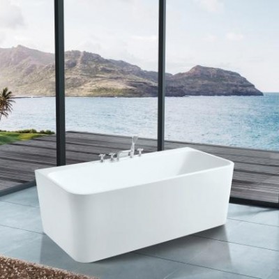 Top Grade Acrylic Flat bottom Whirlpool Freestanding Bathtub in White 1016-1016C